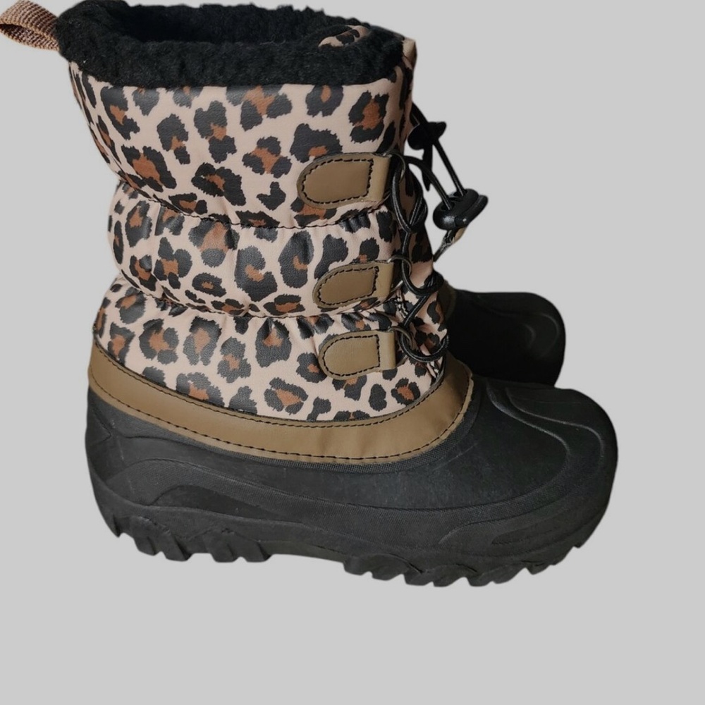 Member's Mark Youth Water Resistant SnowBoot Warm Lining Cheetah Leopard Size 6